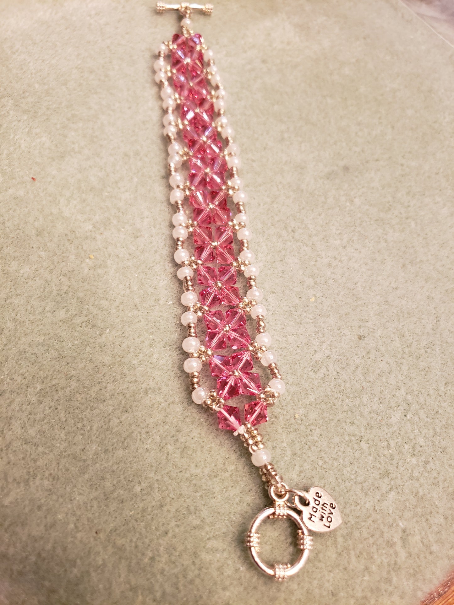 105BA Hand Sown Pink Line Bracelet