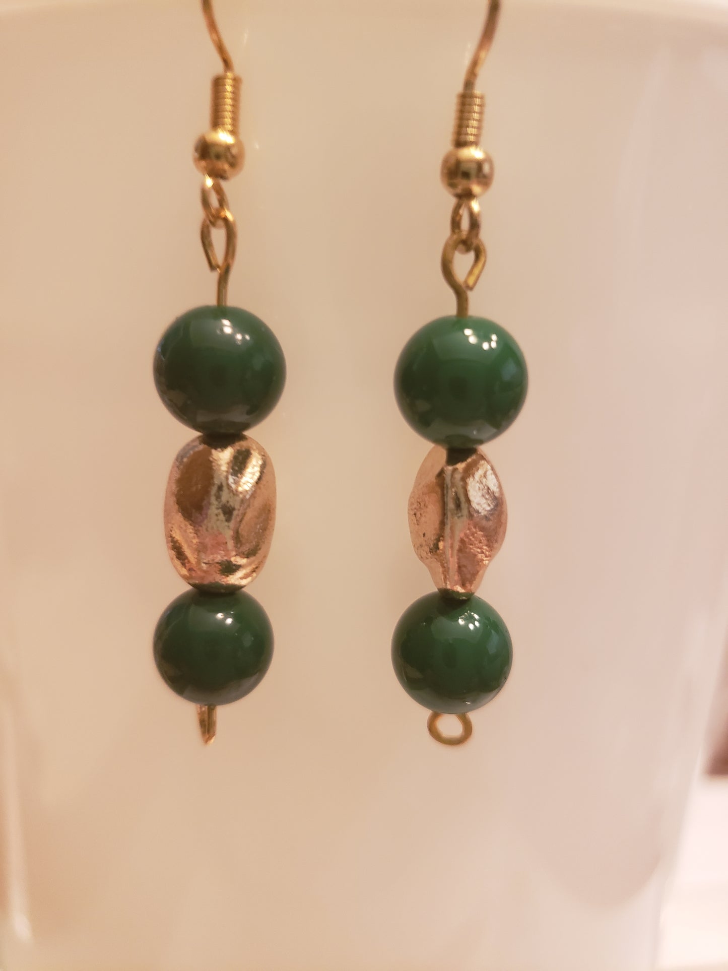 12E Green and Gold twist Earrings