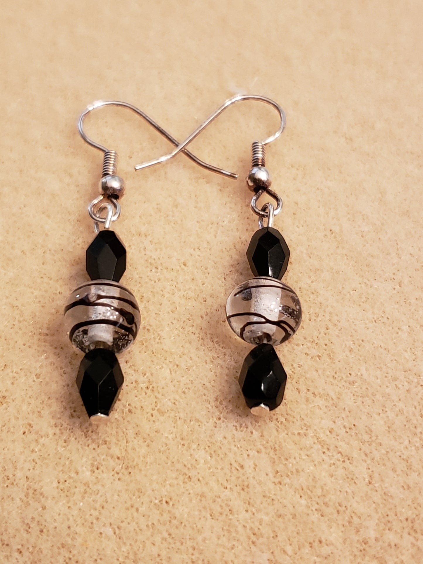 32E Black Stripe Dangle Earrings