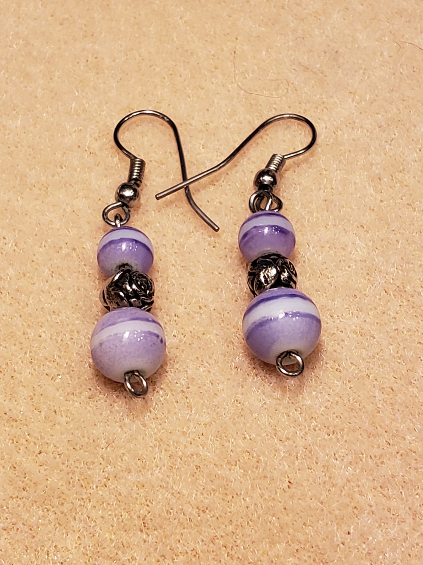 81E Purple Rose Earrings