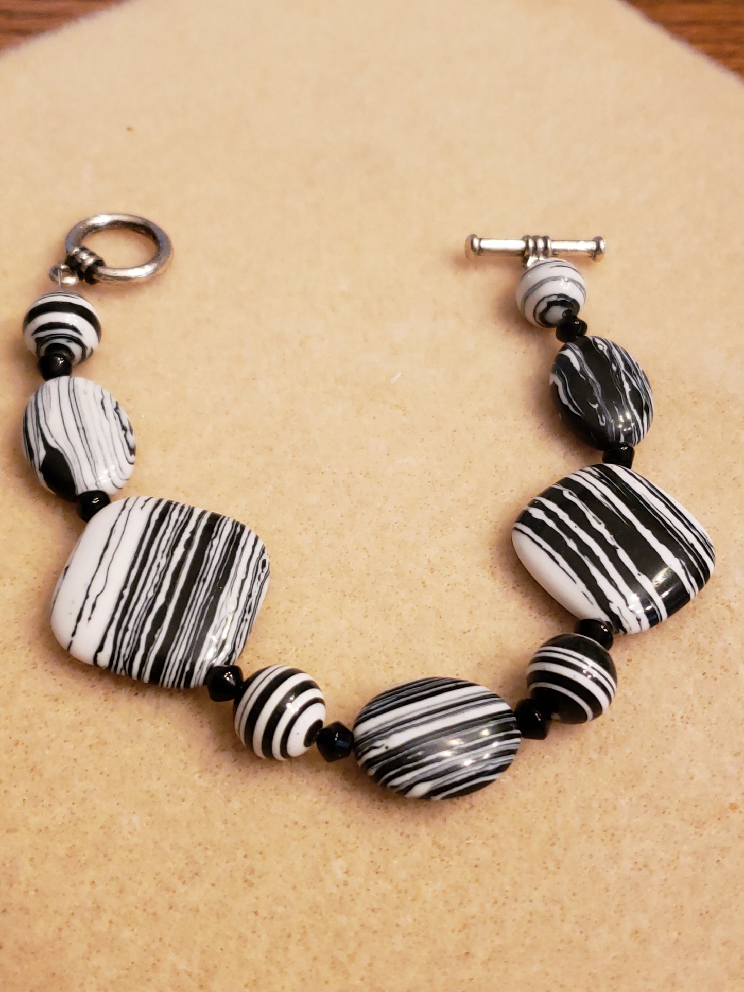 116B Black and White Stripe Bracelet