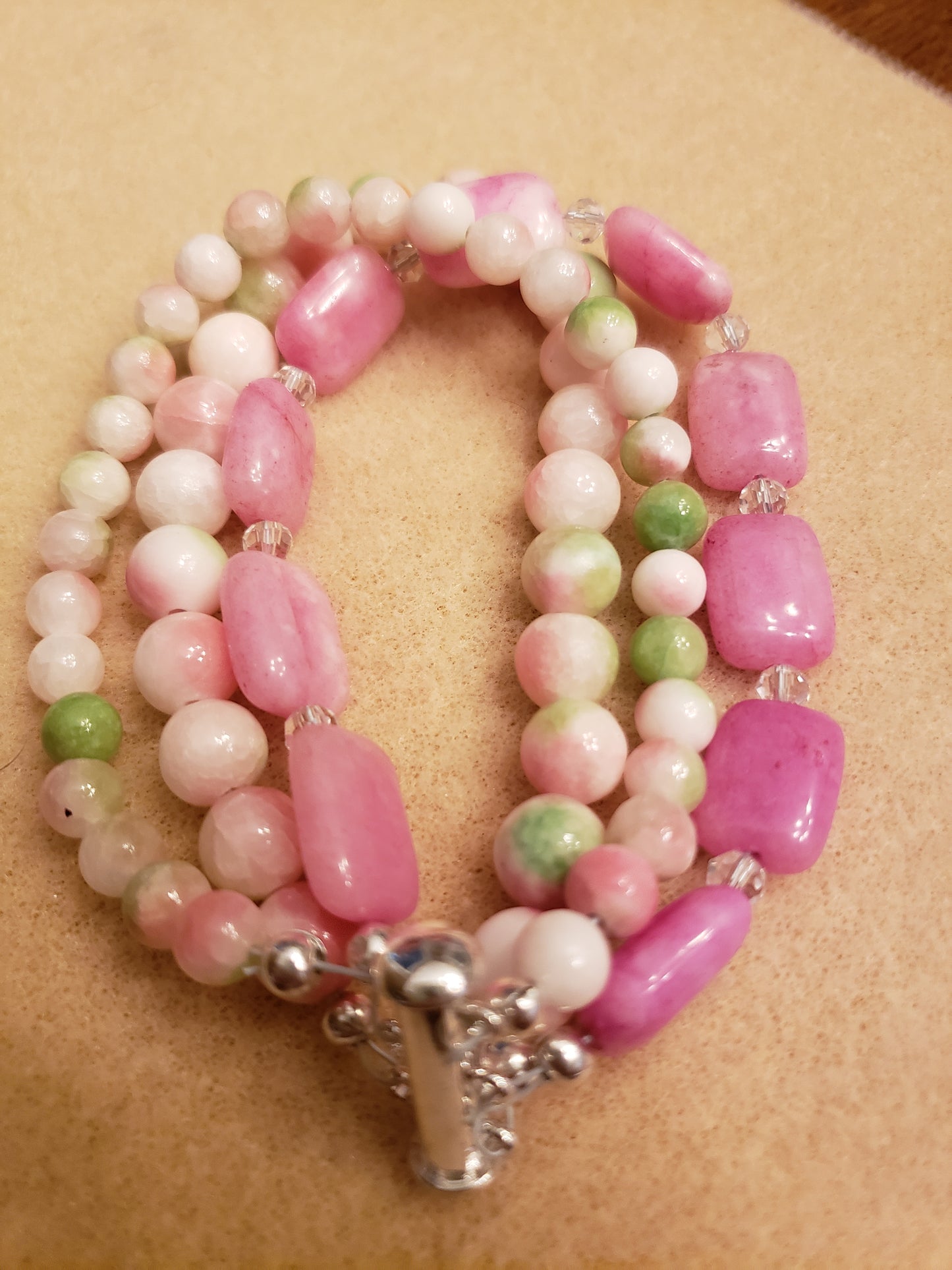 538BA Three Strand Pink Bracelet