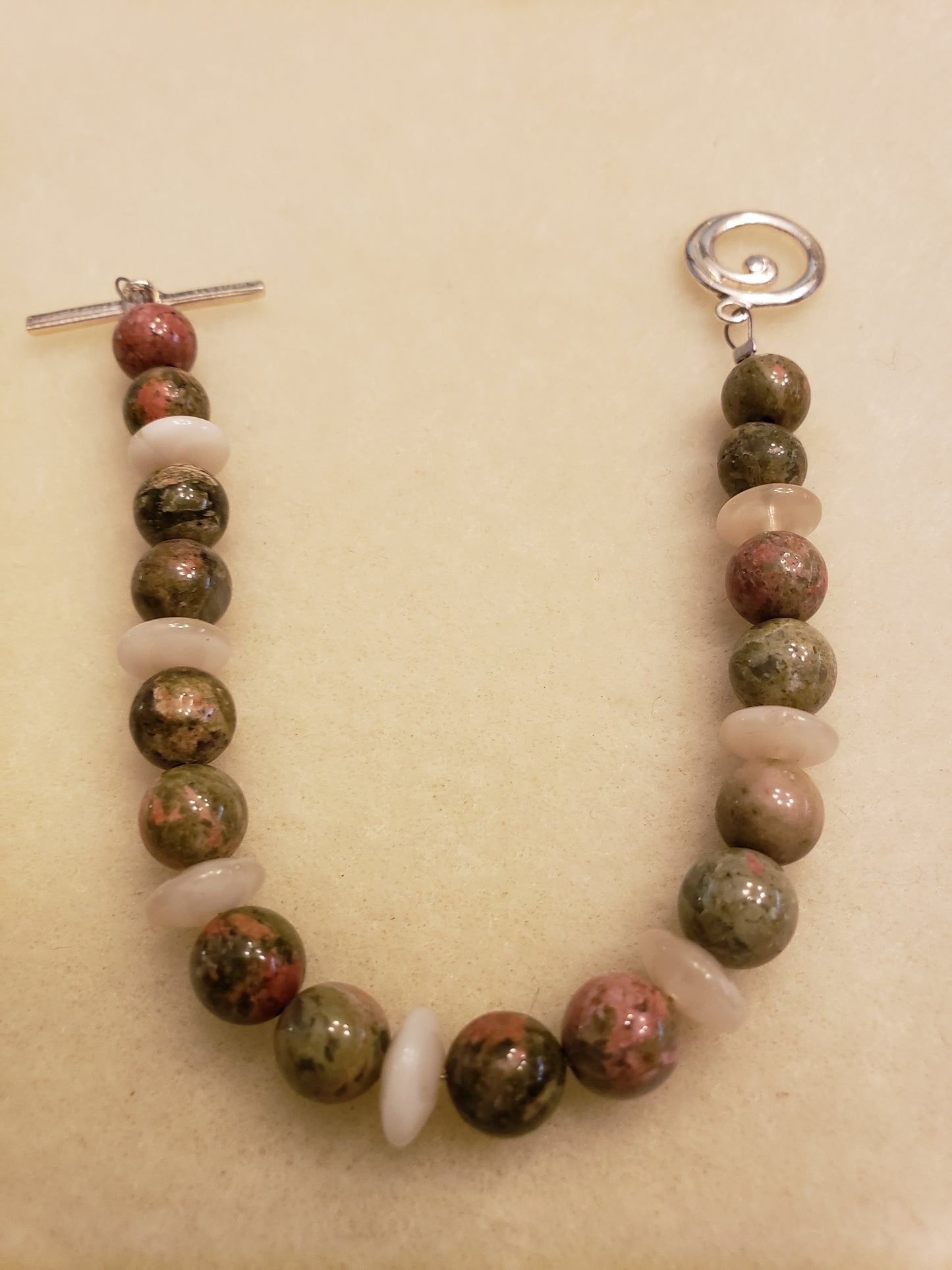 89B Bone and Unakite Bracelet