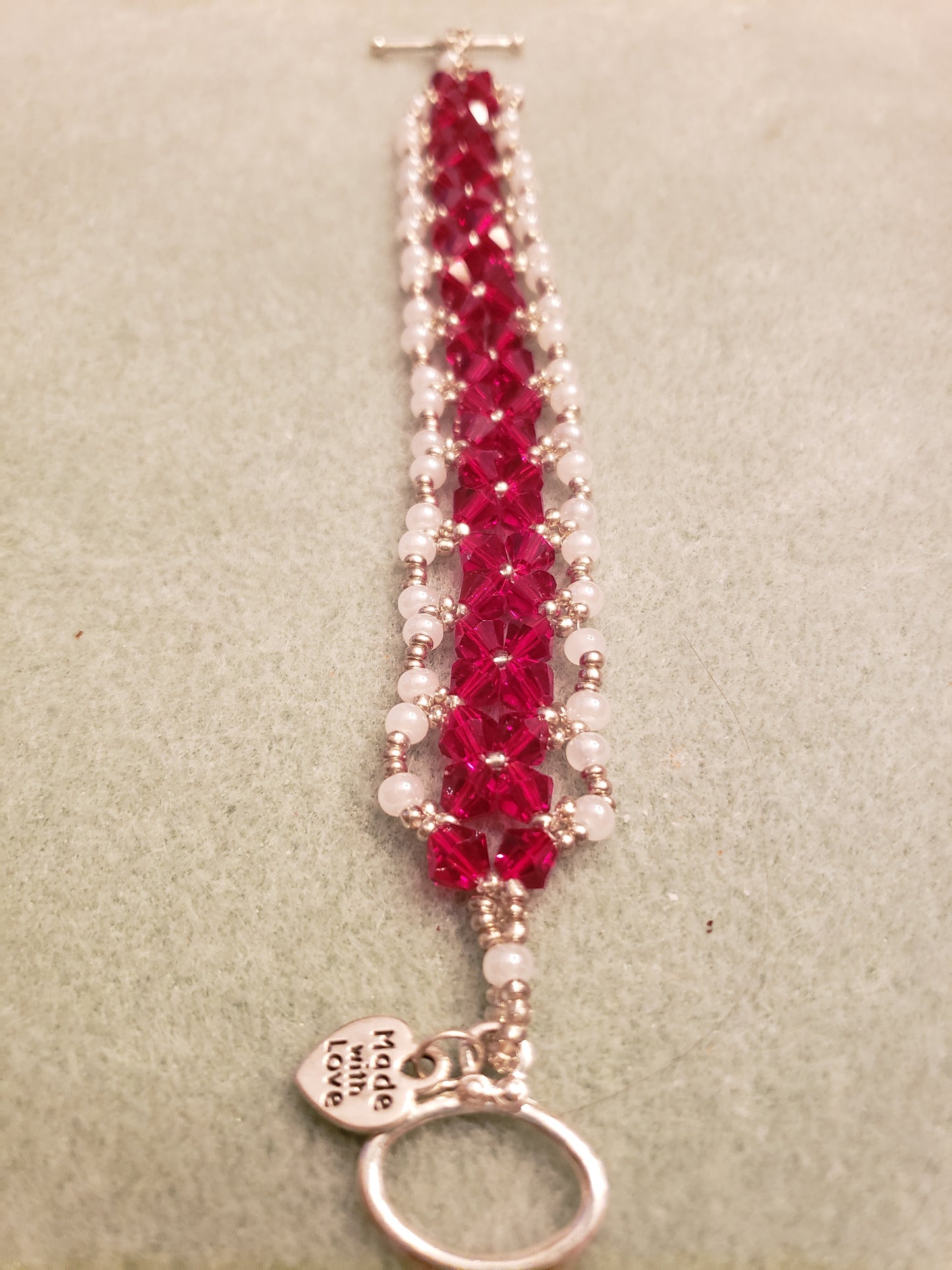 105BR Hand Sown Red Line Bracelet