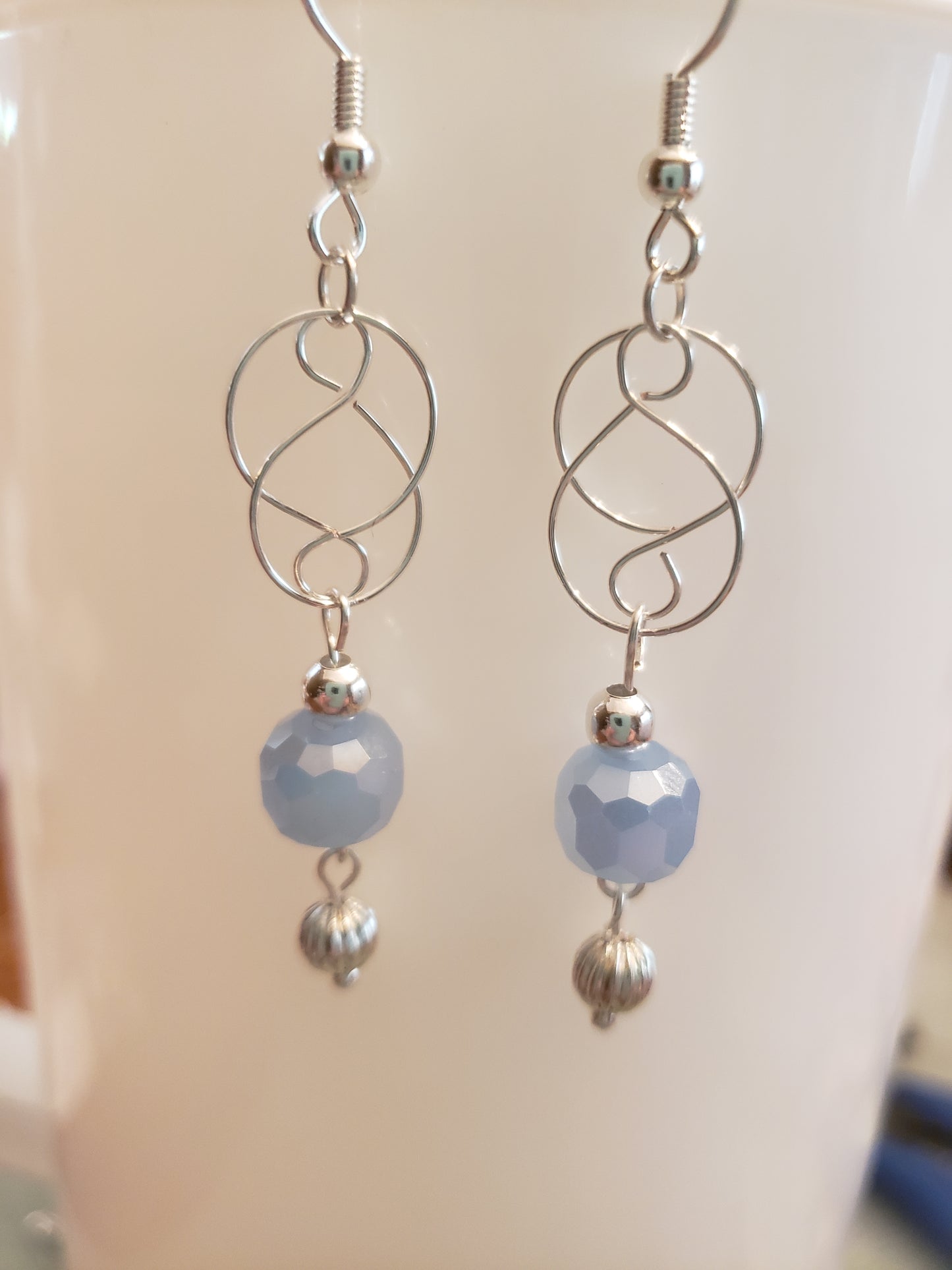158E Silver 8 Blue Earrings