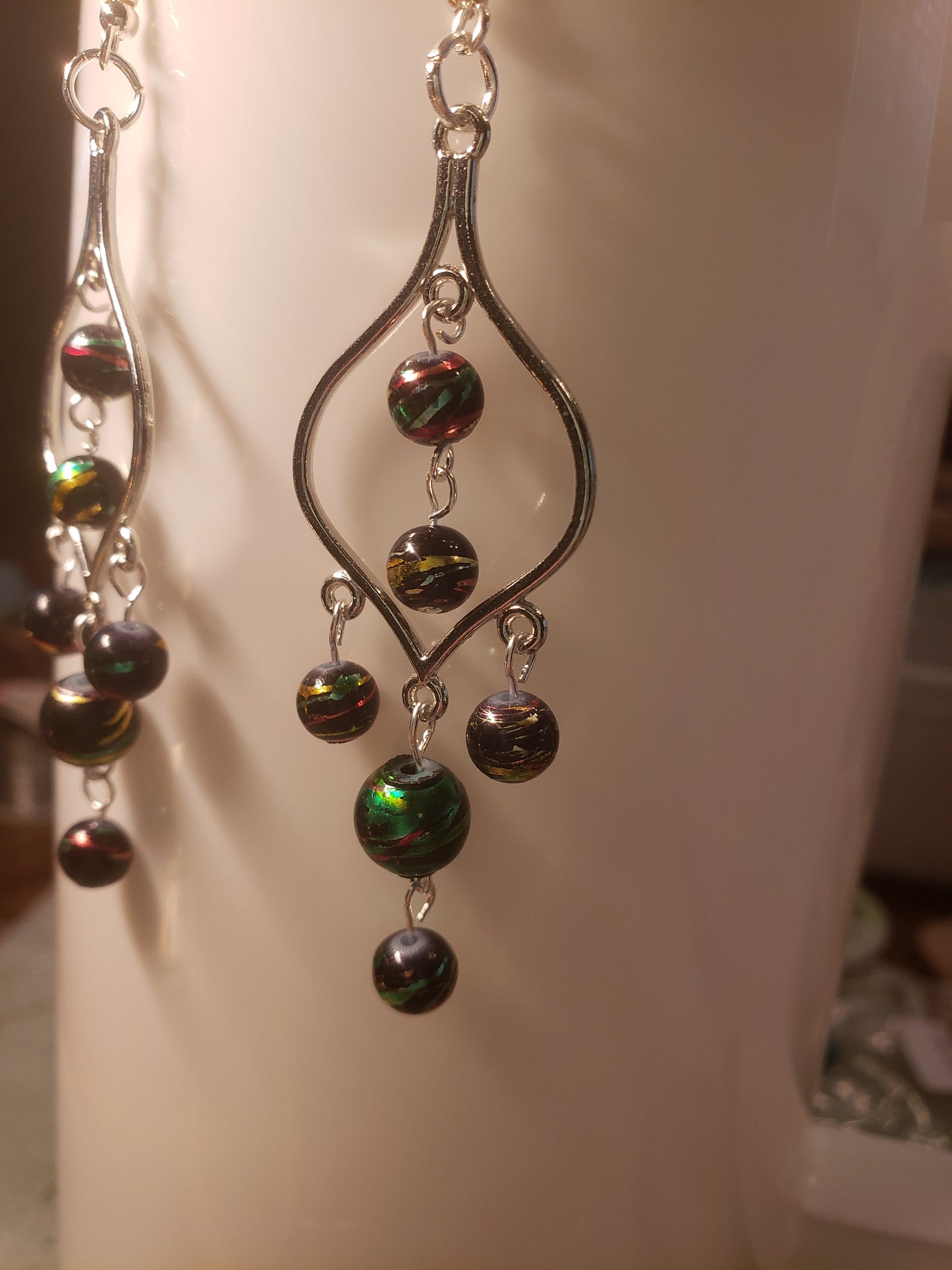 159E Striped Black Earrings