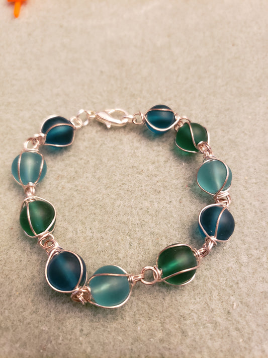 548B Wire wrapped Colorful Beads Bracelet