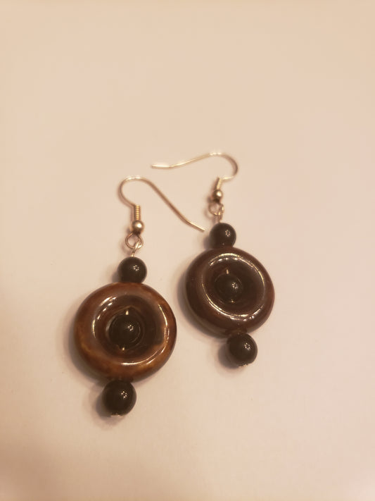 22E Brown Circle Earrings