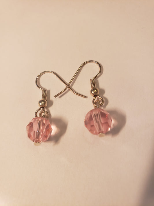 24E Single Pink Crystal Earrings
