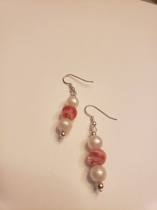 91E Red & White Stripe Earrings