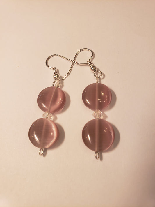 114E Double Flat Purple Earrings