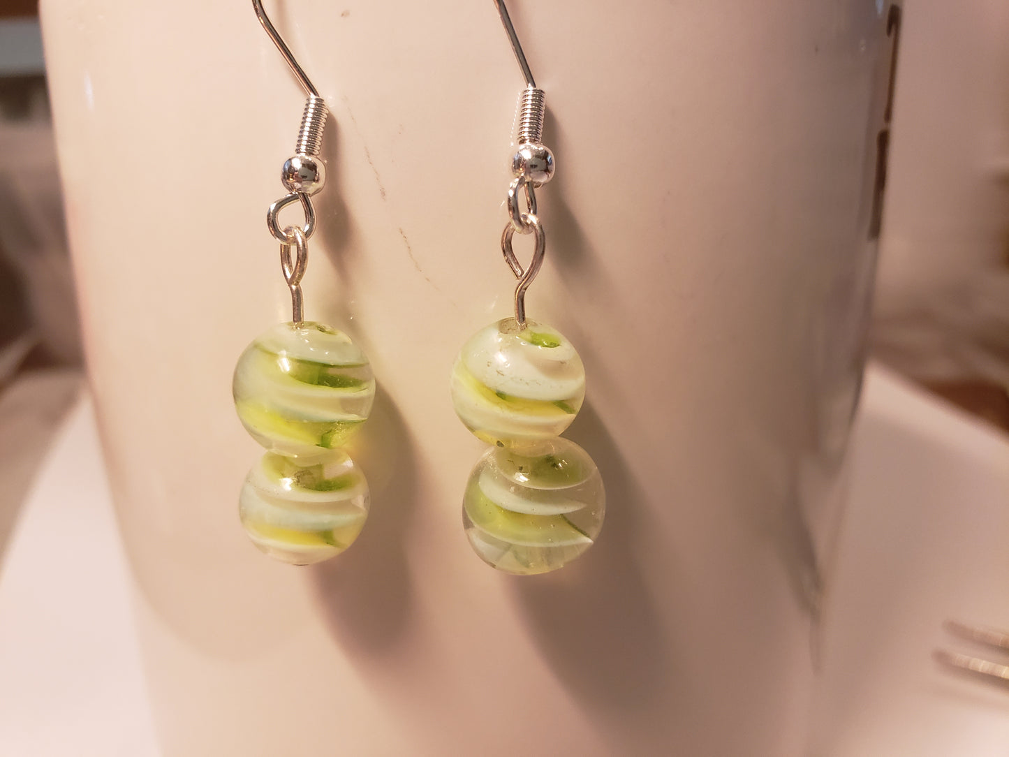 26E Double Green Swril Earrings