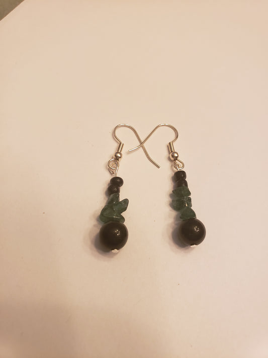 39E Chipper Black and Green Earrings