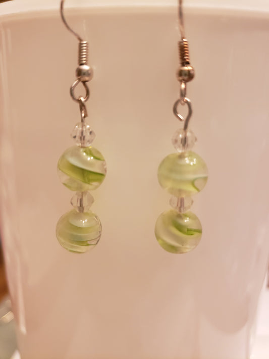 5E Green Striped Earrings