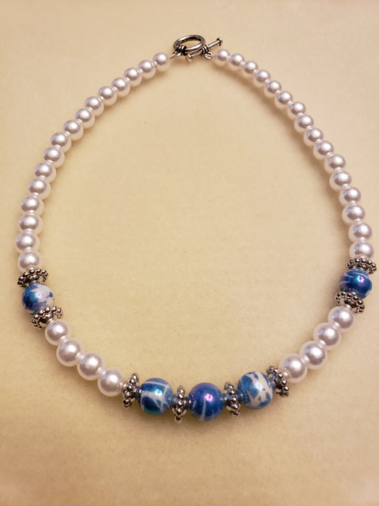 5027N Pearls and Blue Necklace