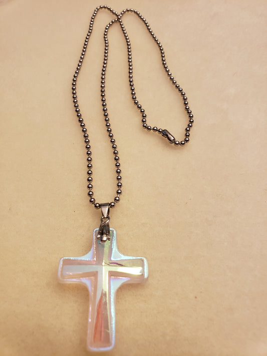 77N Frosted Cross Necklace