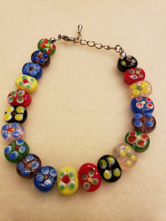 538B Colorful Vintage Beads Bracelet