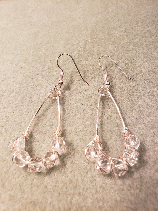 0003E Wire Wrapped Crystal Earrings