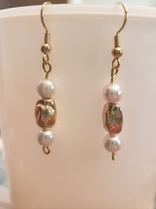 111E Gold and Pearl Earrings