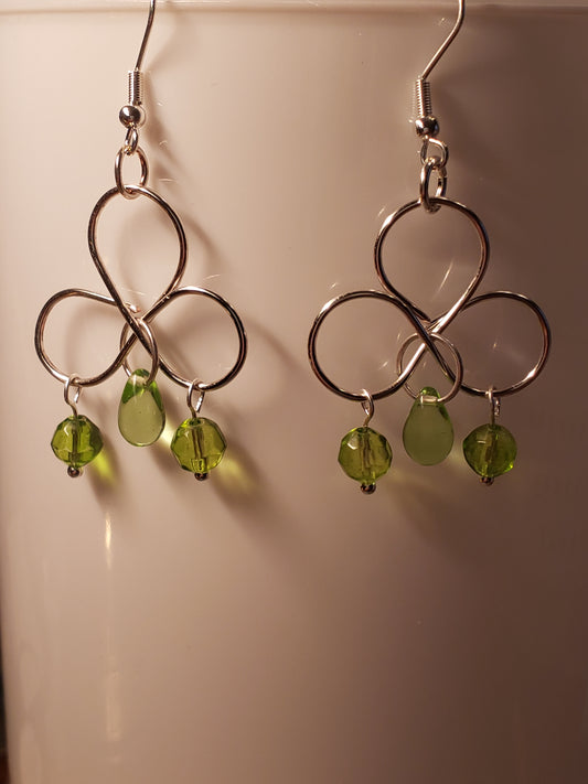 146E Triple Loop Green Earrings
