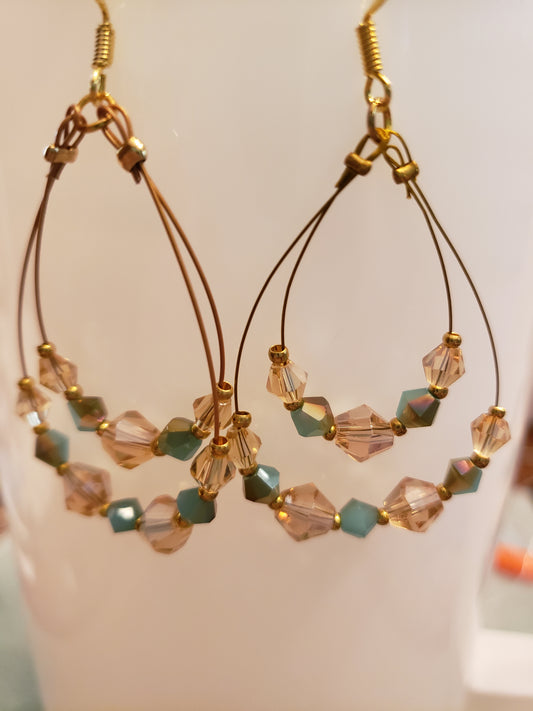 155E Gold Hoop Crystal Earrings
