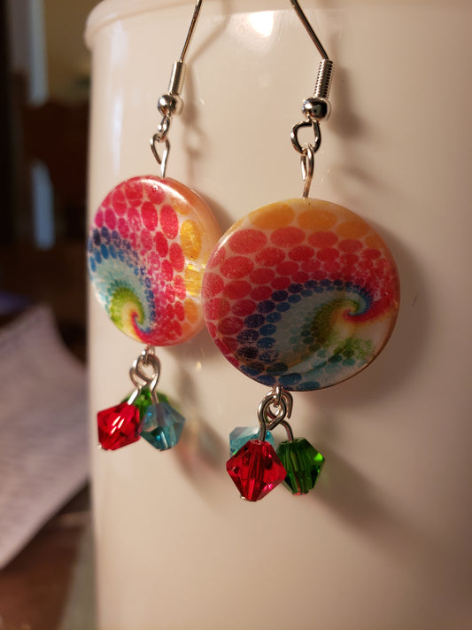 156E Beaded Tie Dye Earrings
