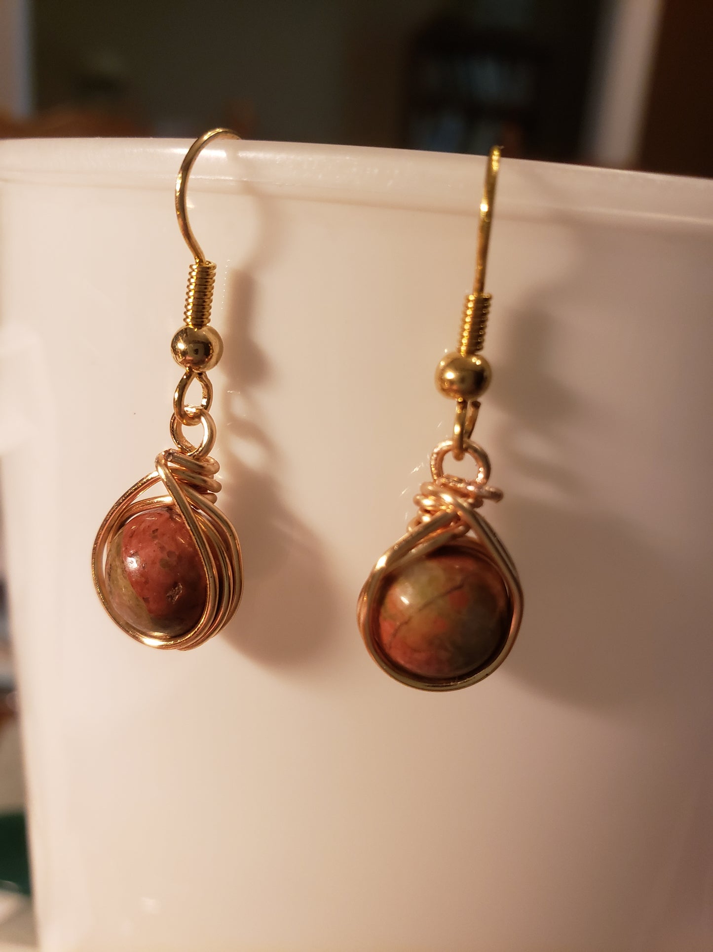 144E Wire Wrapped Agate Earrings