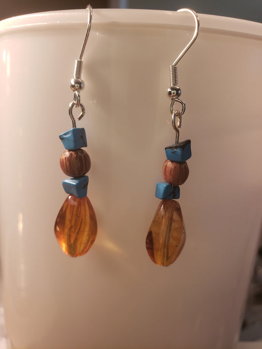 #29E Amber Turquoise Earrings