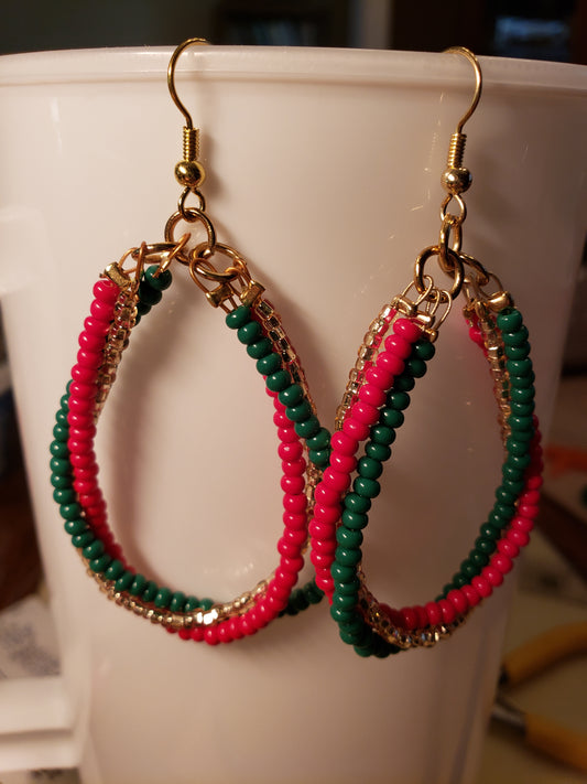 173EA Three Hoop Christmas Earrings