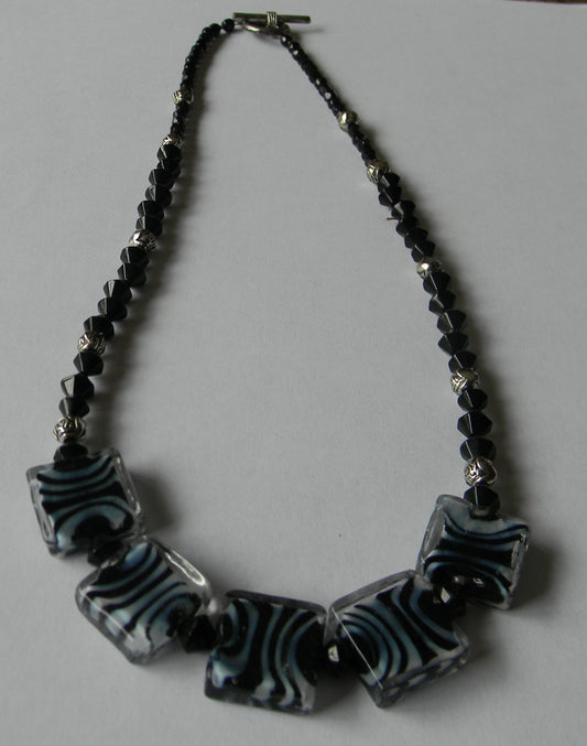 56AN Zebra with Metal Spacer Necklace