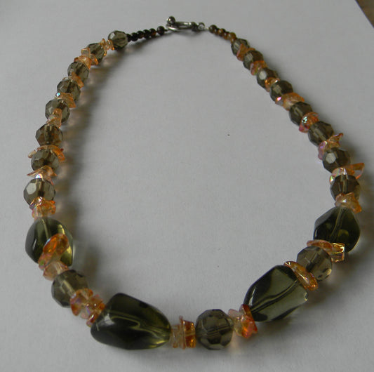 49NE Smokey Quarts and Amber Necklace